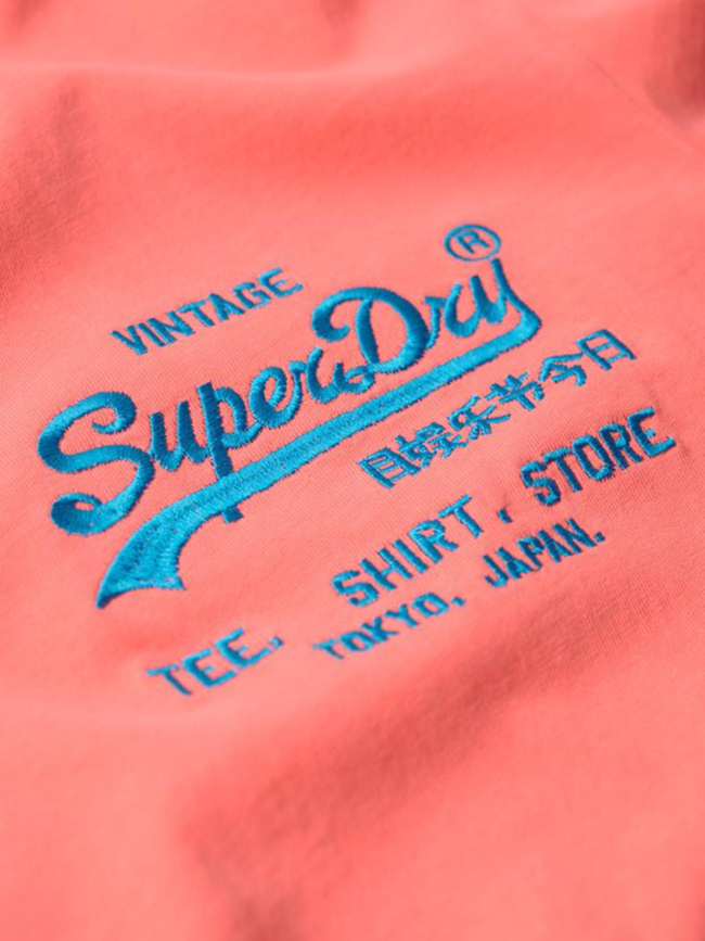 T-shirt vintage logo fluo rose homme - Superdry