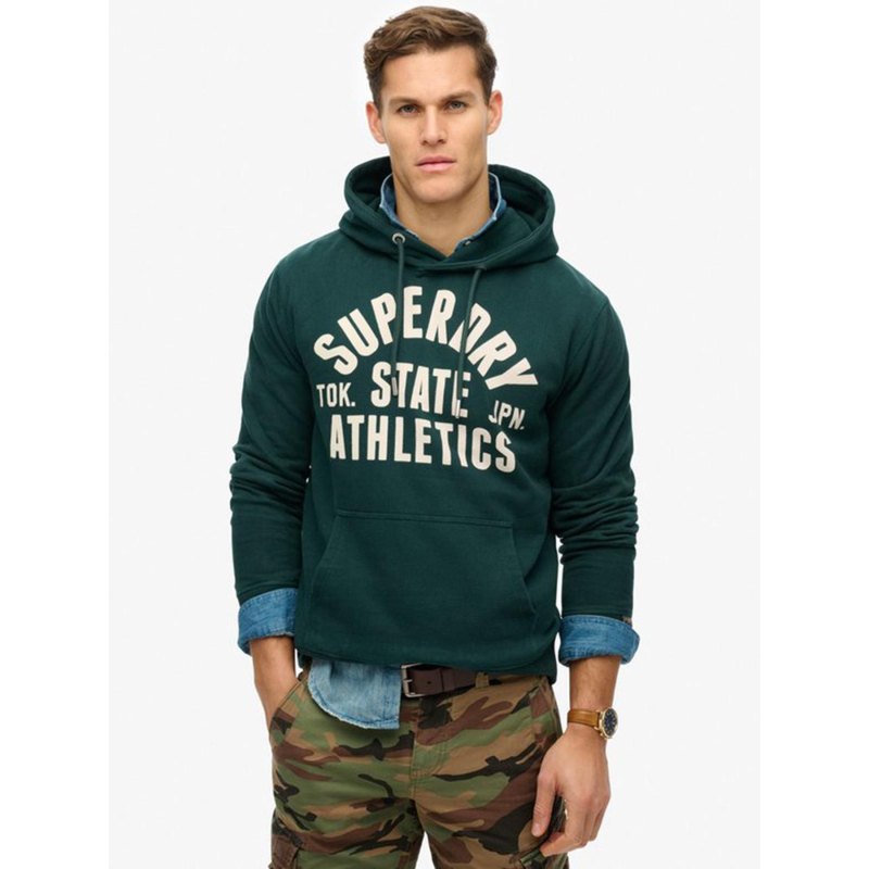Sweat à capuche athletics vert homme - Superdry