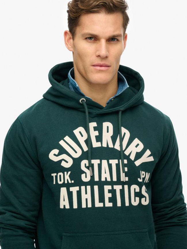 Sweat à capuche athletics vert homme - Superdry
