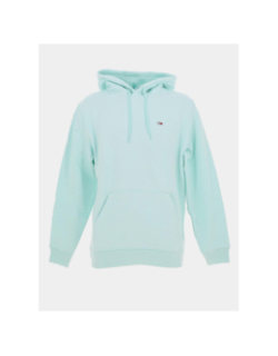 Sweat à capuche uni logo bleu vert homme - Tommy Jeans