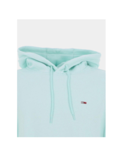 Sweat à capuche uni logo bleu vert homme - Tommy Jeans