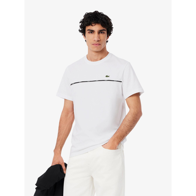 T-shirt à manches courtes tape blanc homme - Lacoste