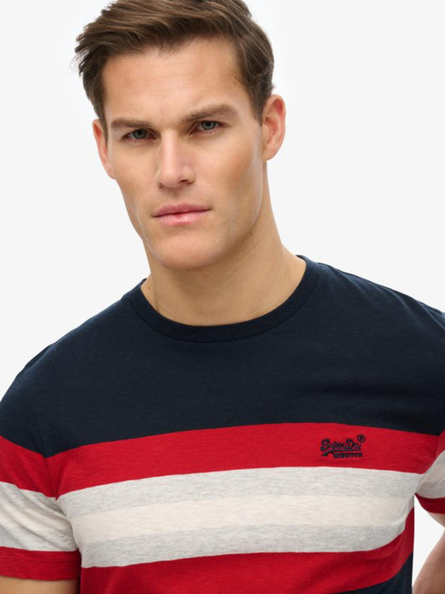 T-shirt essential stripe bleu marine homme - Superdry