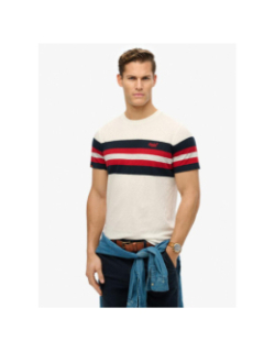 T-shirt essential stripe blanc rouge homme - Superdry