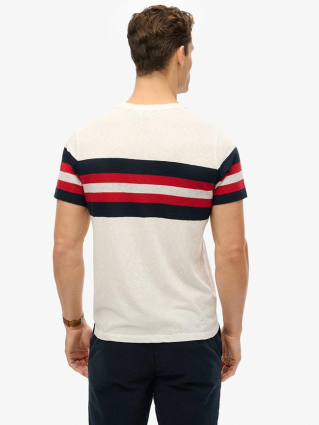 T-shirt essential stripe blanc rouge homme - Superdry