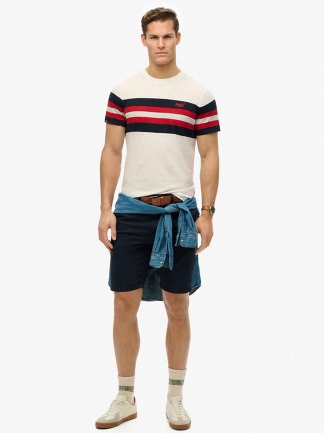 T-shirt essential stripe blanc rouge homme - Superdry