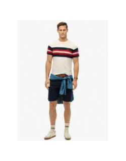 T-shirt essential stripe blanc rouge homme - Superdry
