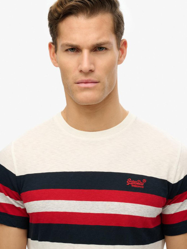 T-shirt essential stripe blanc rouge homme - Superdry