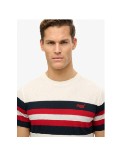 T-shirt essential stripe blanc rouge homme - Superdry