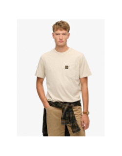 T-shirt à poche contrast stitch beige homme - Superdry