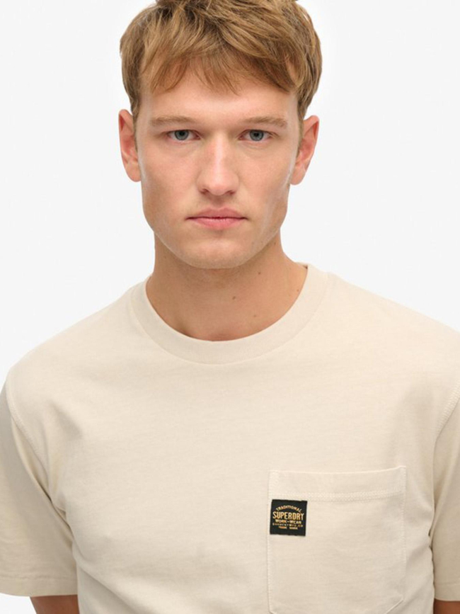 T-shirt à poche contrast stitch beige homme - Superdry