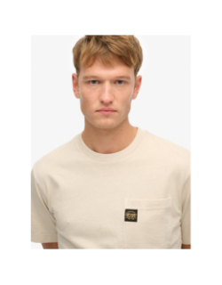 T-shirt à poche contrast stitch beige homme - Superdry