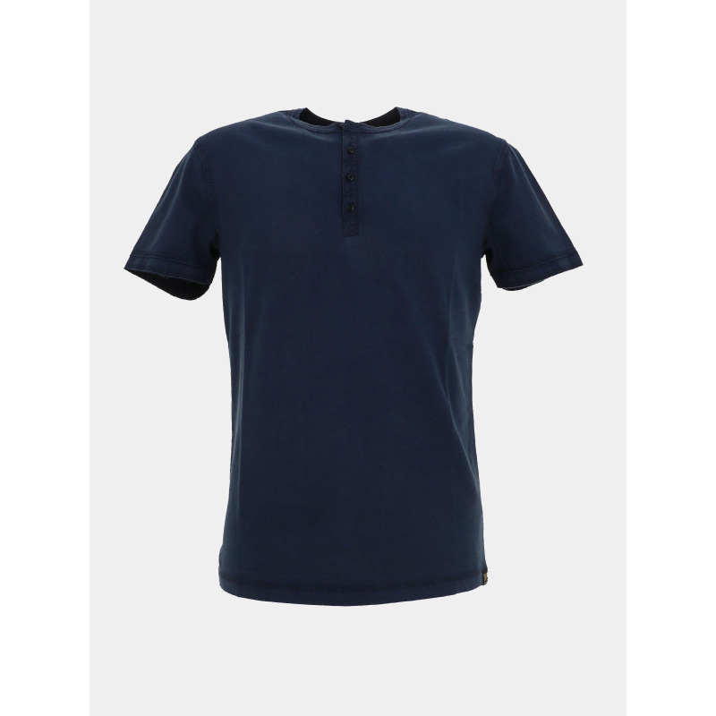 T-shirt col boutonné grandad bleu marine homme - Superdry