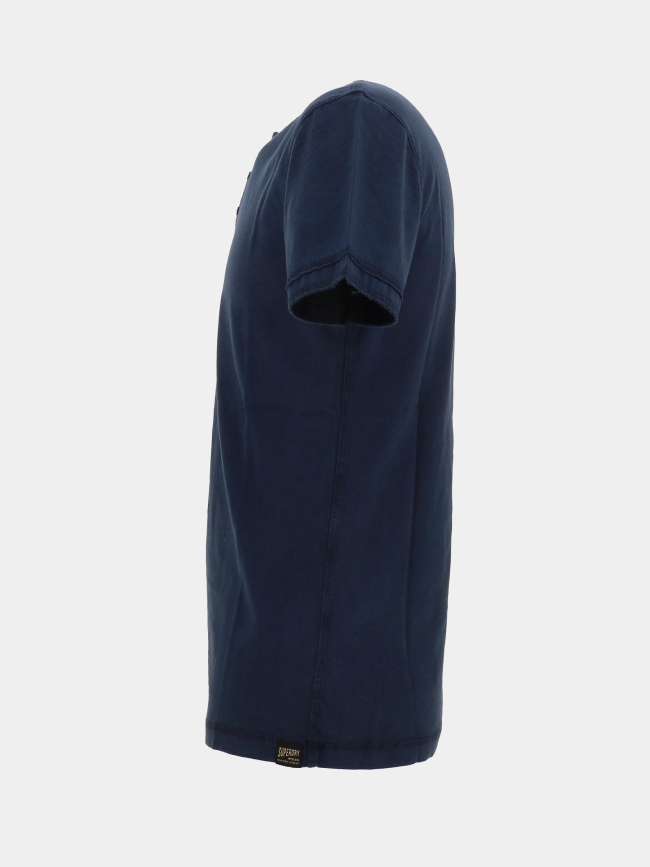 T-shirt col boutonné grandad bleu marine homme - Superdry