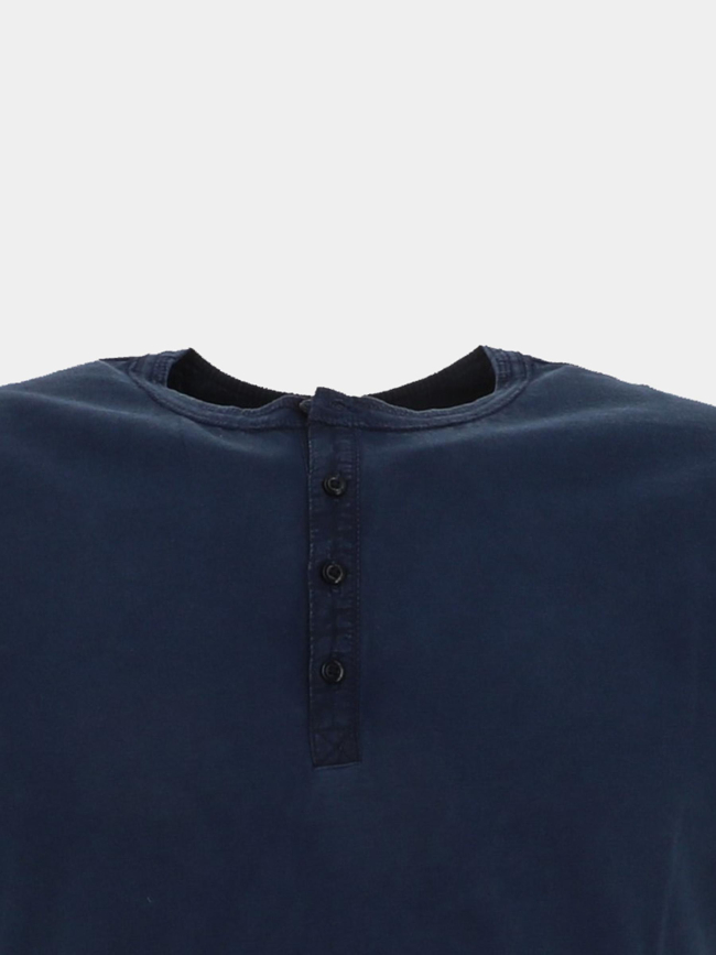 T-shirt col boutonné grandad bleu marine homme - Superdry