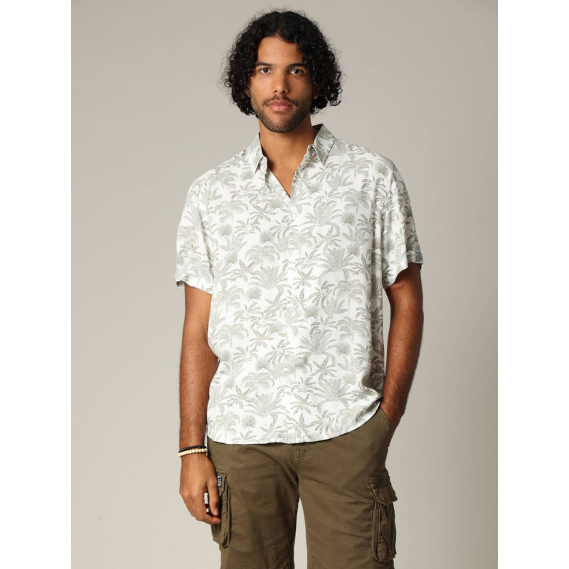 Chemise imprimée willson blanc kaki homme - Deeluxe