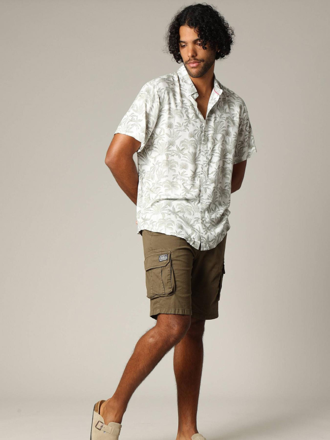 Chemise imprimée willson blanc kaki homme - Deeluxe