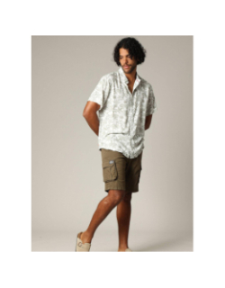 Chemise imprimée willson blanc kaki homme - Deeluxe