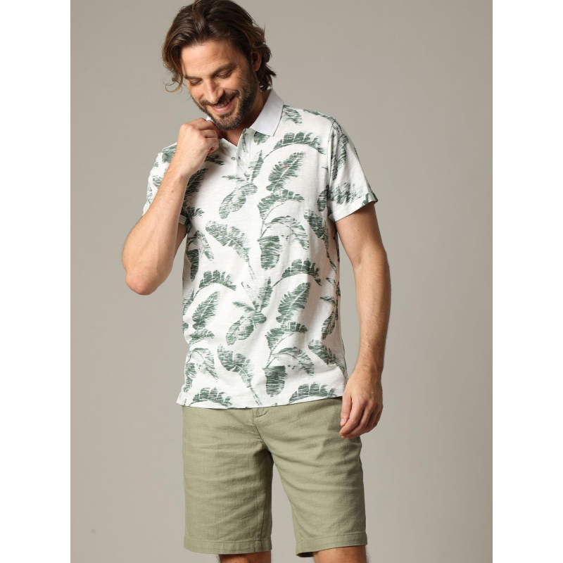 Polo imprimé dennis blanc vert homme - Deeluxe