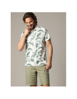 Polo imprimé dennis blanc vert homme - Deeluxe