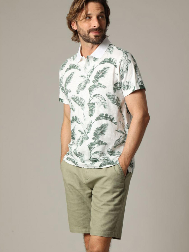 Polo imprimé dennis blanc vert homme - Deeluxe