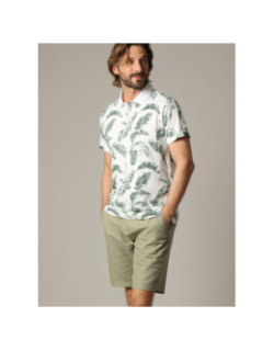 Polo imprimé dennis blanc vert homme - Deeluxe