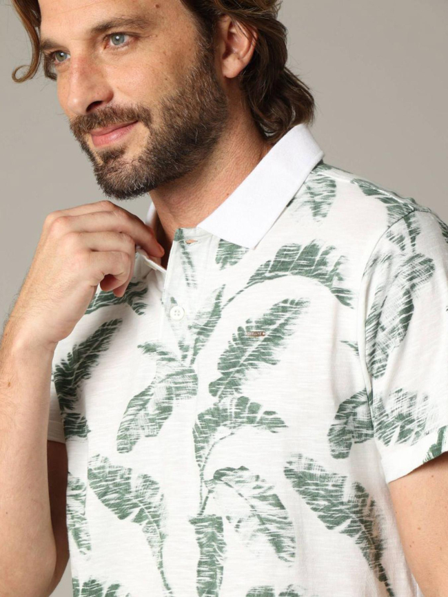 Polo imprimé dennis blanc vert homme - Deeluxe