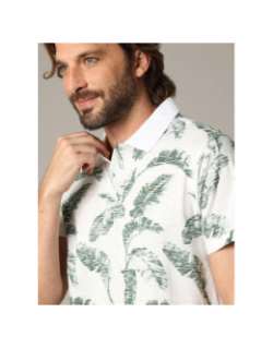 Polo imprimé dennis blanc vert homme - Deeluxe