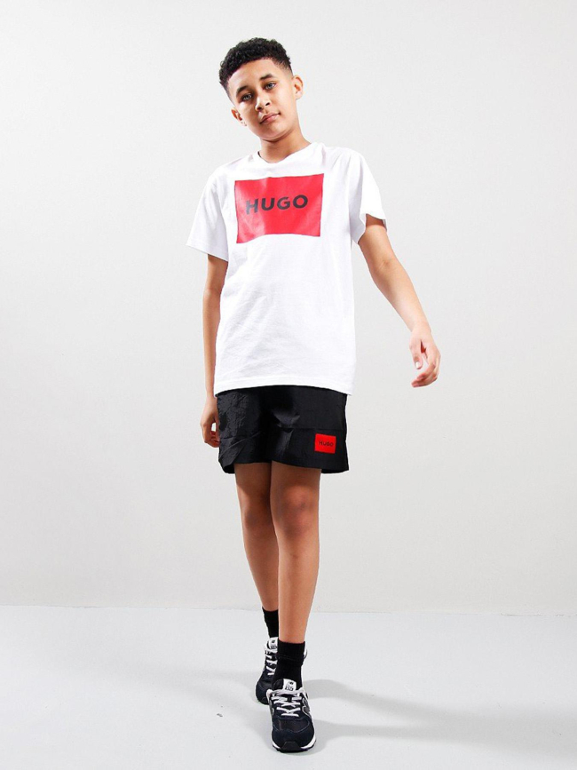 T-shirt à manches courtes logo blanc ado - Hugo