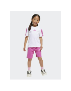 Ensemble de sport t-shirt short rose et blanc fille - Adidas