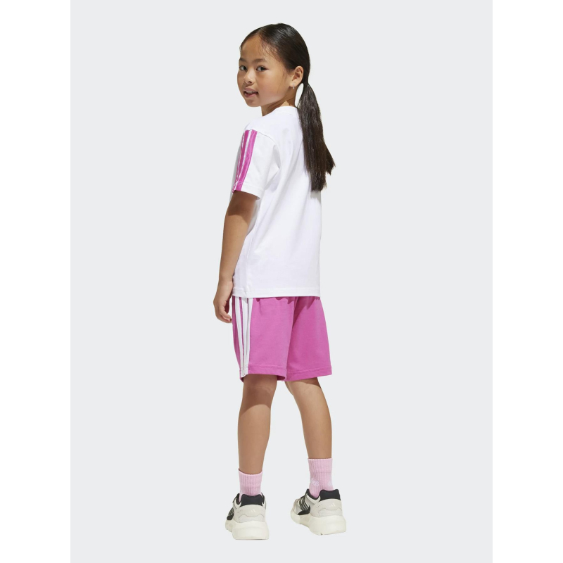 Ensemble de sport t-shirt short rose et blanc fille Adidas wimod - Main Image