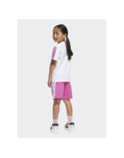 Ensemble de sport t-shirt short rose et blanc fille - Adidas
