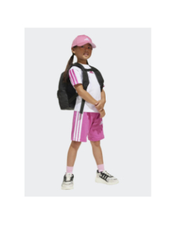 Ensemble de sport t-shirt short rose et blanc fille - Adidas