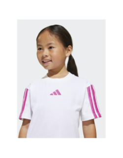 Ensemble de sport t-shirt short rose et blanc fille - Adidas