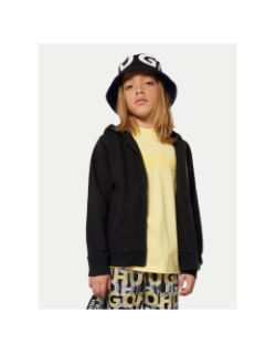 Sweat à capuche zippé petit logo noir enfant - Hugo