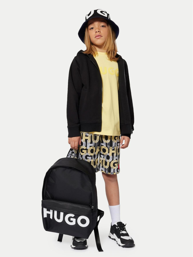 Sweat à capuche zippé petit logo noir enfant - Hugo