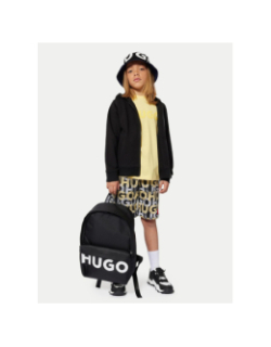 Sweat à capuche zippé petit logo noir enfant - Hugo