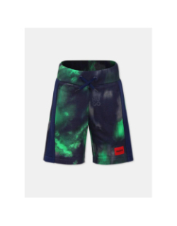 Short molleton bleu marine et vert garçon - Hugo