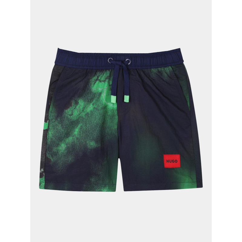 Short de bain surfer vert et noir garçon - Hugo