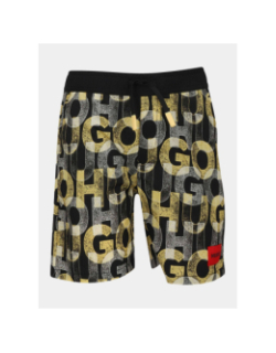 Short de bain surfer noir et jaune garçon - Hugo