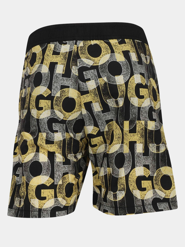 Short de bain surfer noir et jaune garçon - Hugo
