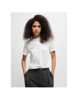 T-shirt manches courtes avec logo brillant blanc femme - Hugo