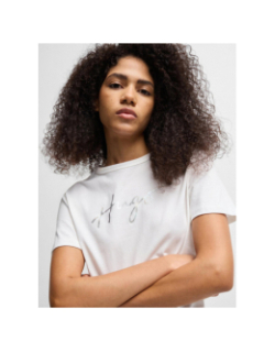 T-shirt manches courtes avec logo brillant blanc femme - Hugo