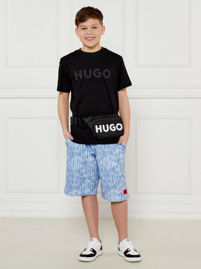 T-shirt à manches courtes logo relief noir ado - Hugo