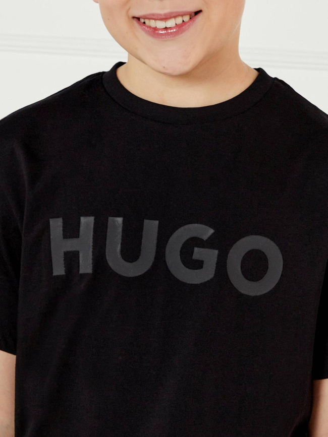 T-shirt à manches courtes logo relief noir ado - Hugo