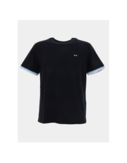 T-shirt bicolore à broderie nœud bleu marine homme - Eden Park