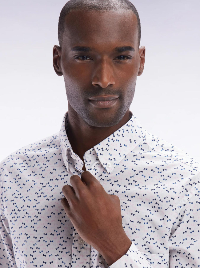 Chemise en popeline à motif nœud blanc homme - Eden Park