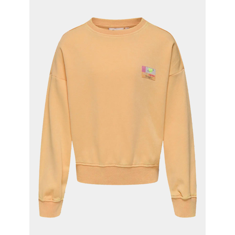Sweat col rond à effet délavé kogminna orange fille - Only