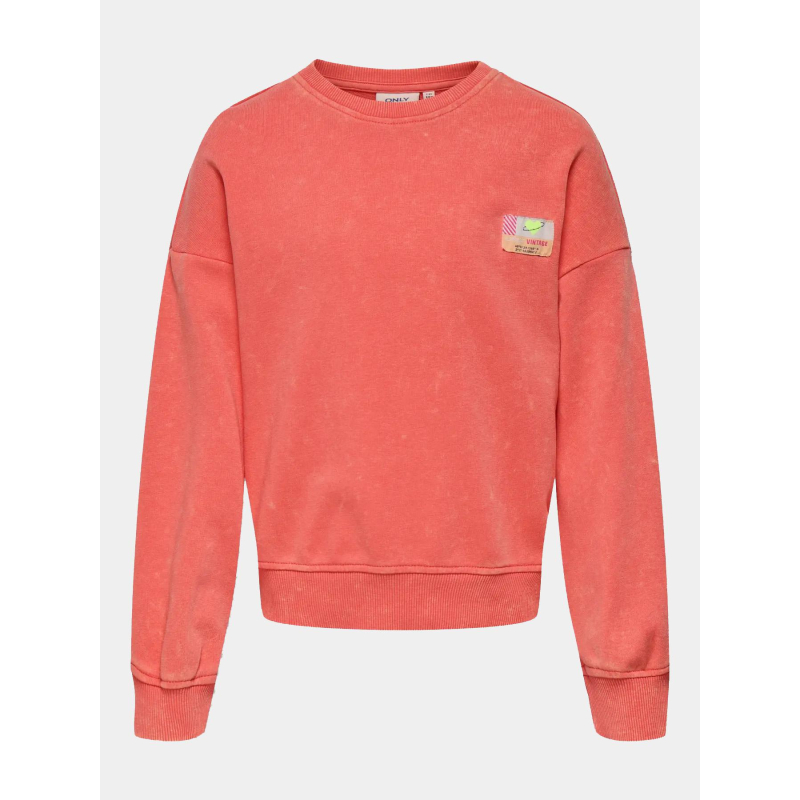 Sweat col rond à effet délavé kogminna rouge fille - Only
