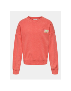 Sweat col rond à effet délavé kogminna rouge fille - Only